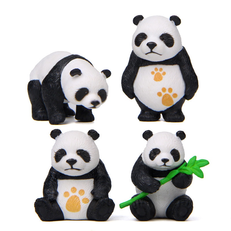 Cute mini panda model animal figurines dollhouse Toys miniatures