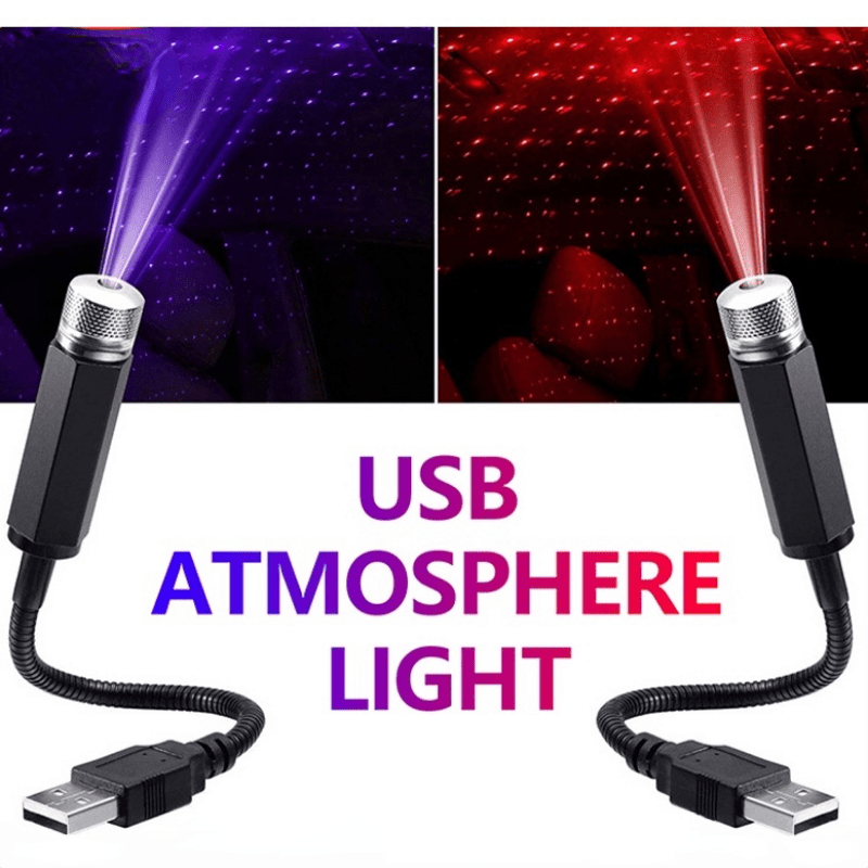 Dynamic Autorotation Dual Color Car USB Roof Star Light Interior LED Starry  Atmosphere Ambient Projector Decoration Galaxy Light