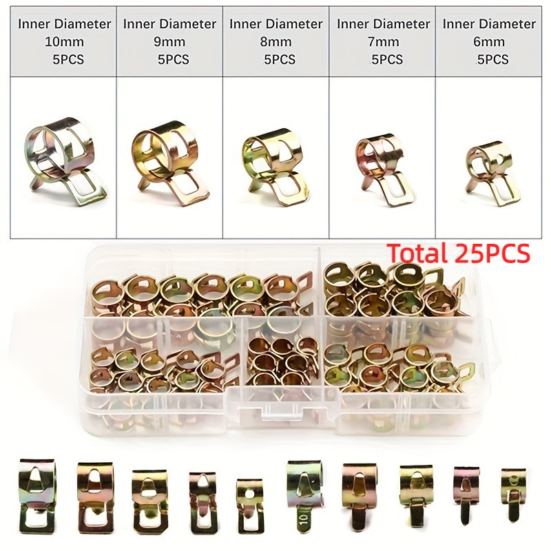Image of 25-75pcs Hose Clamp, Elastic Fastener Hose Fitting Color-plated For Acrylic For Filter Barrels For Hoses For Water Outlet Pipes