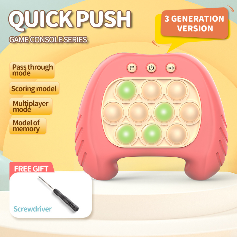 Quick Push Pop Light Up Game Fidget Toys Electronic Bubble