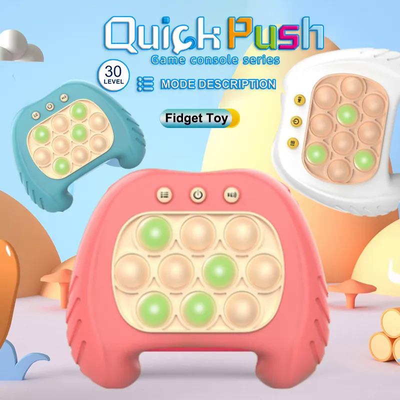 Quick Push Toy with Lights - Fast Push Bubble Game, Fidget Game, Light-up  Pop Toy for Kids, Children, and Adults(Pink)