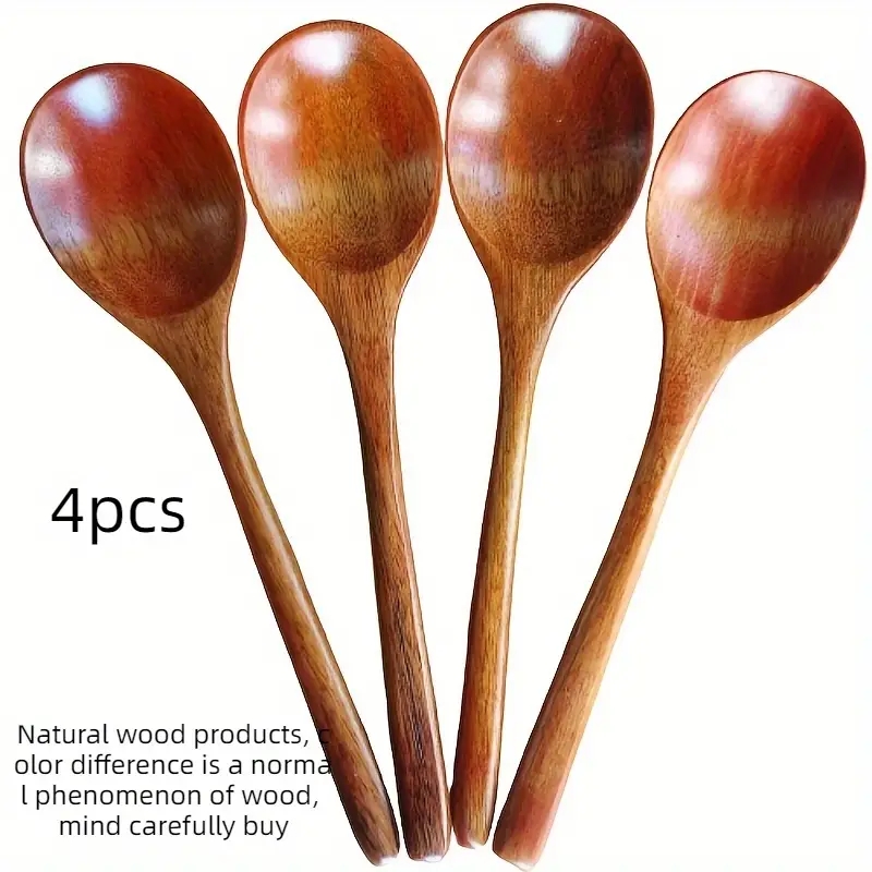 1 5pcs Soup Spoon Wooden Coffee Spoon Simple Milk Spoon - Temu