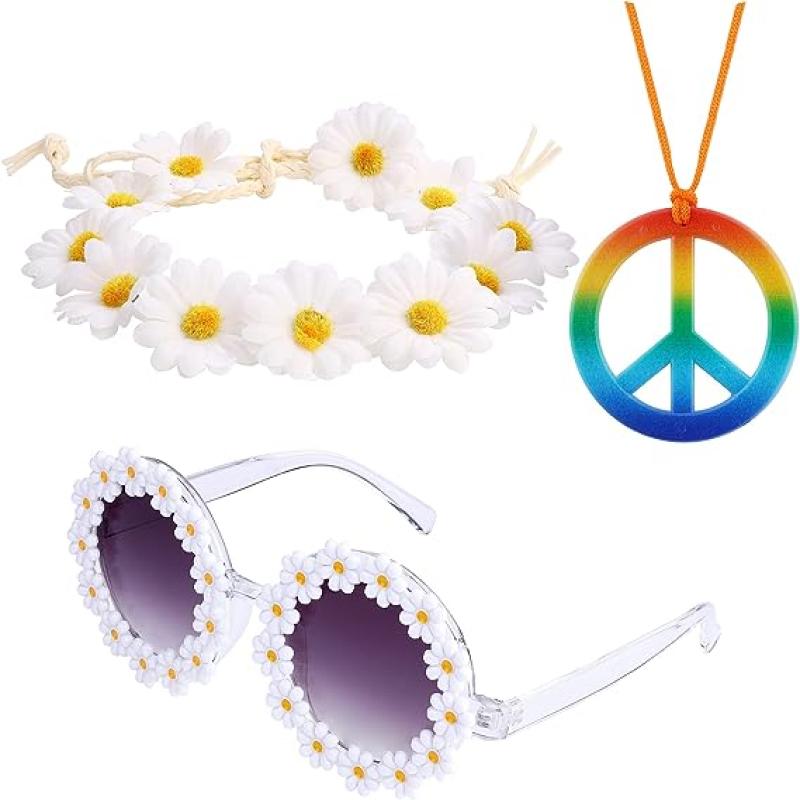 Women's Hippie Clothing Set Includes Sunglasses Peace Sign - Temu