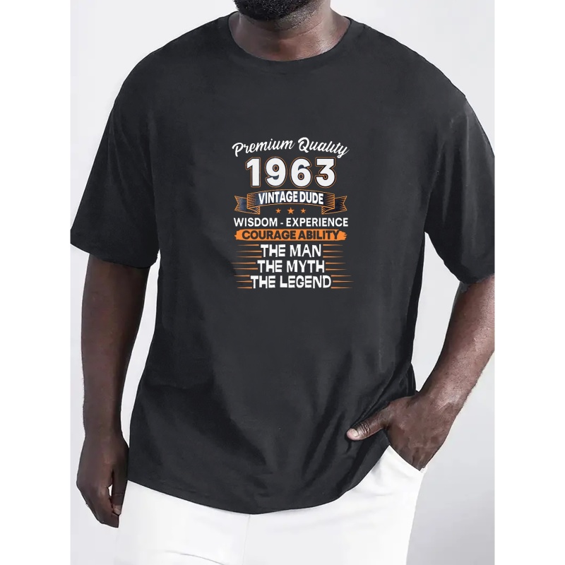 

1963 Retro Pattern Men's T-shirt For Summer Outdoor, Men's Chic Crew Neck Tops