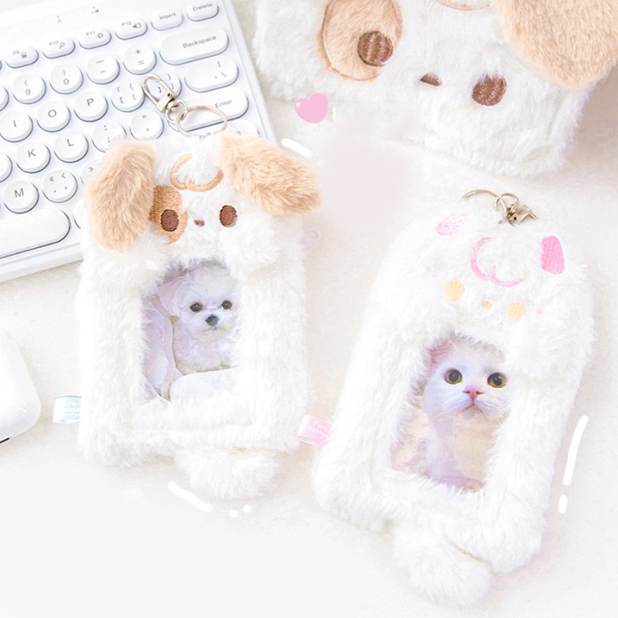 Cartoon Animal Card Cover Holder Keychain Plush Kpop - Temu