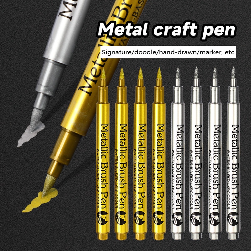 Metallic Marker Pens-10pcs Double-headed Metallic Marker Pen Set For Black  Paper, Rock Painting, DIY Photo Album, Wood, Eggs, Metal, Glass Materials