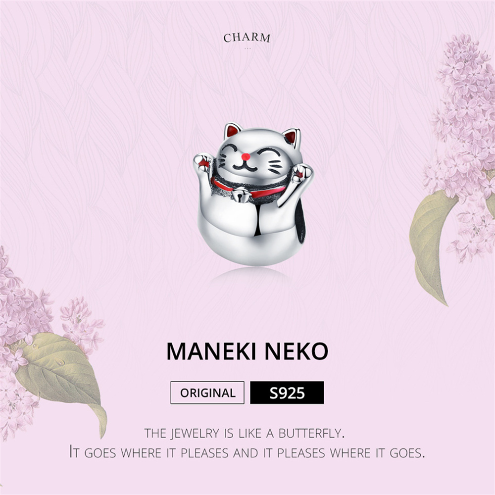 Sterling Silver Lucky Cat Charm - Maneki Neko Charm