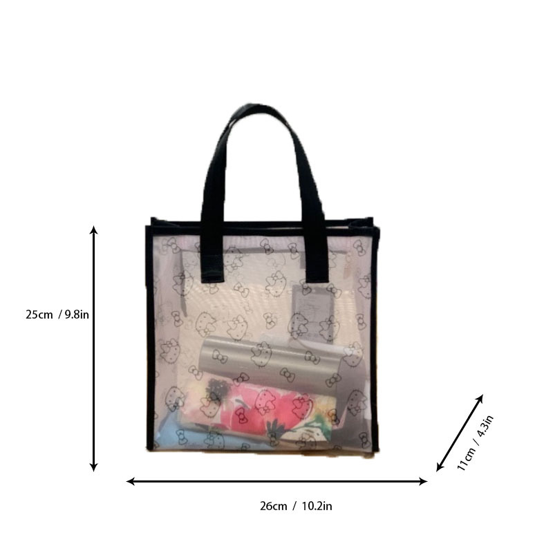 Sanrio hello kitty mesh cosmetic bag girl handbag storage bag