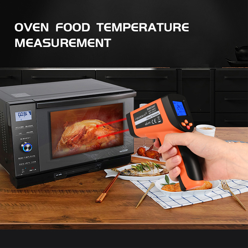 Thermometer Cooking Temperature Gun-High Temperature Non Contact Pyrometer  for food Oven Industrial