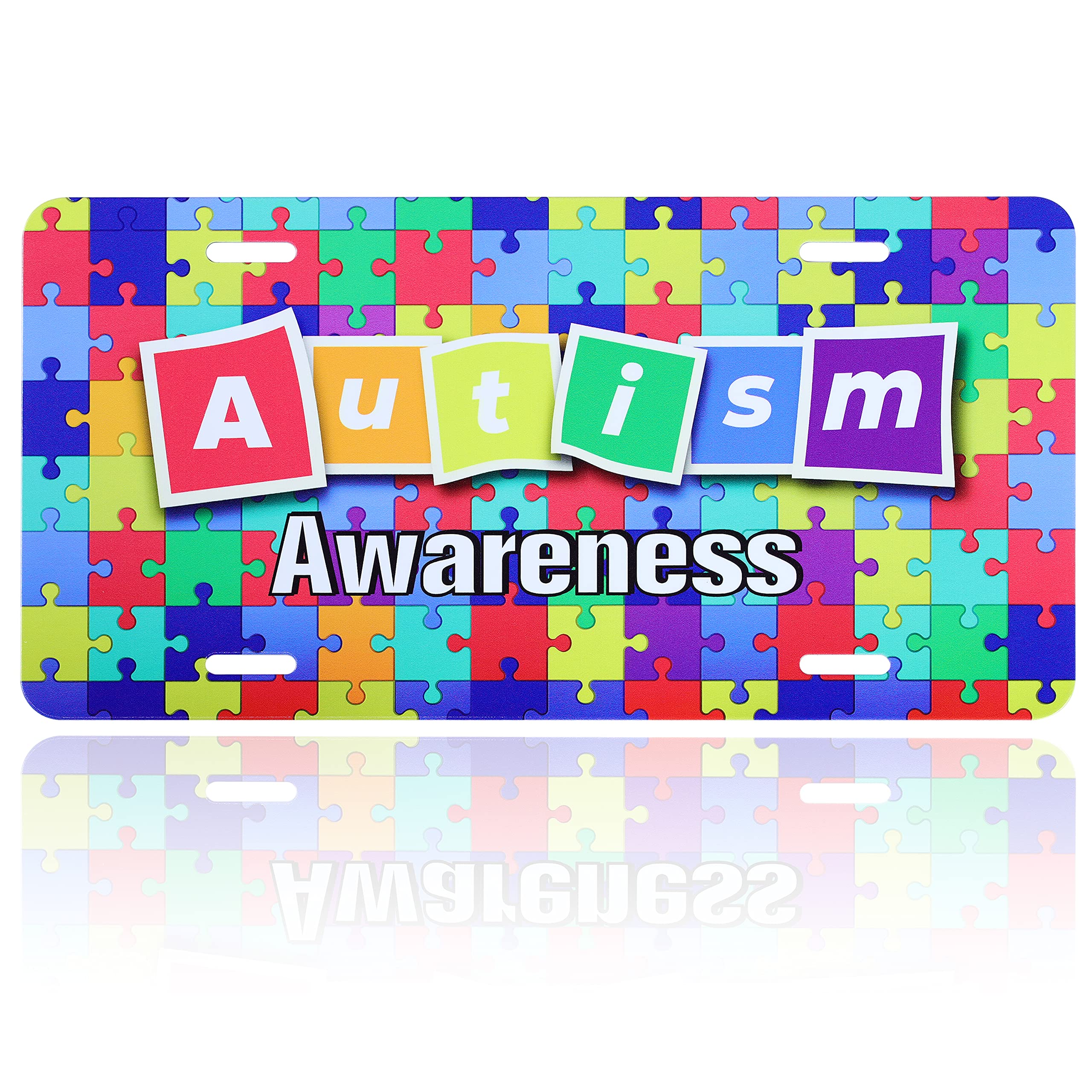 Couverture De Plaque D'immatriculation De Sensibilisation À L'autisme,  Puzzle Coloré, Plaque D'immatriculation Personnalisée