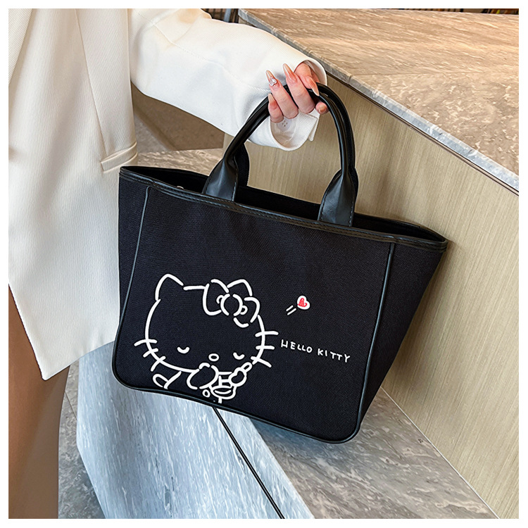 Miniso Cute Hello Kitty Tote Bag, Large Capacity Canvas Handbag, Perfect  Handle Bag For Everyday Use