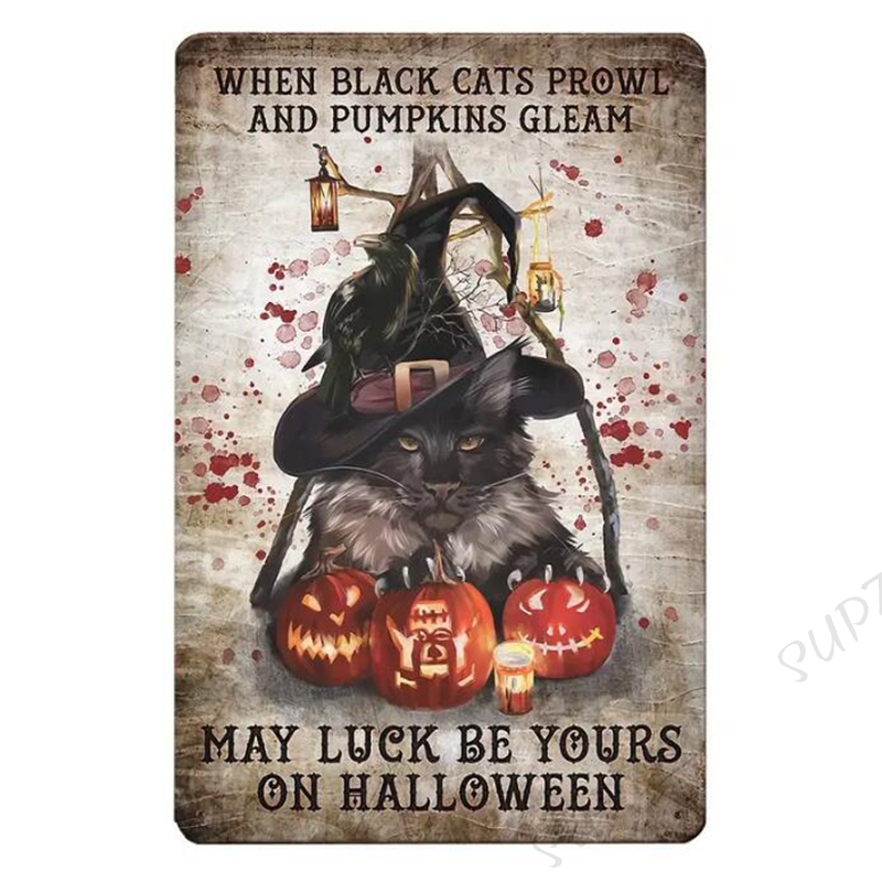 halloween black cats and pumpkins