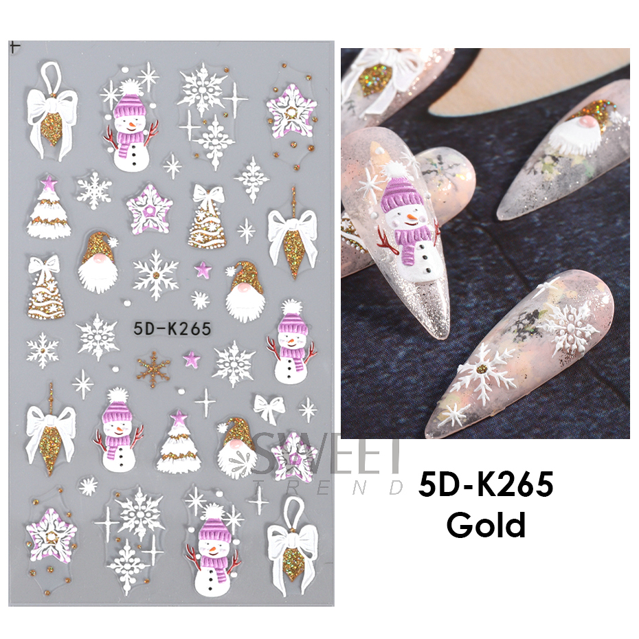 5d Embossed Glitter Christmas Nail Art Stickers santa Claus - Temu