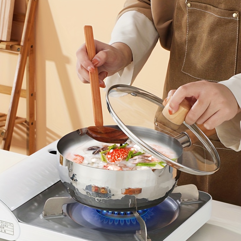 Snow Pan, Stainless Steel Sauce Pan With Transparent Glass Lid, Vegetable  Cooking Pan, Non-stick Pan, Household Noodle Pan, Soup Pan, Small Pot,  Cookware, Kitchenware, Kitchen Supplies, Kitchen Items - Temu