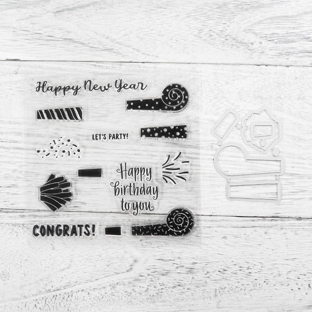 INFUNLY Happy Birthday Clear Stamps and Dies for Card Making DIY