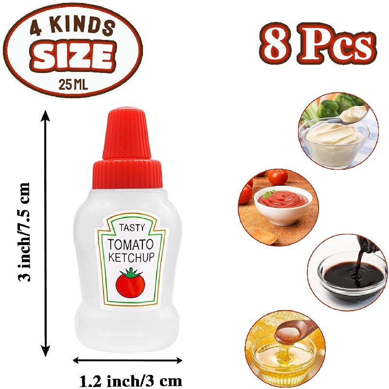 2Pcs/set 25ml Cute Sauce Leakproof Container Tomato Salad Dressing  Container Portable Mini Squeeze Bottle