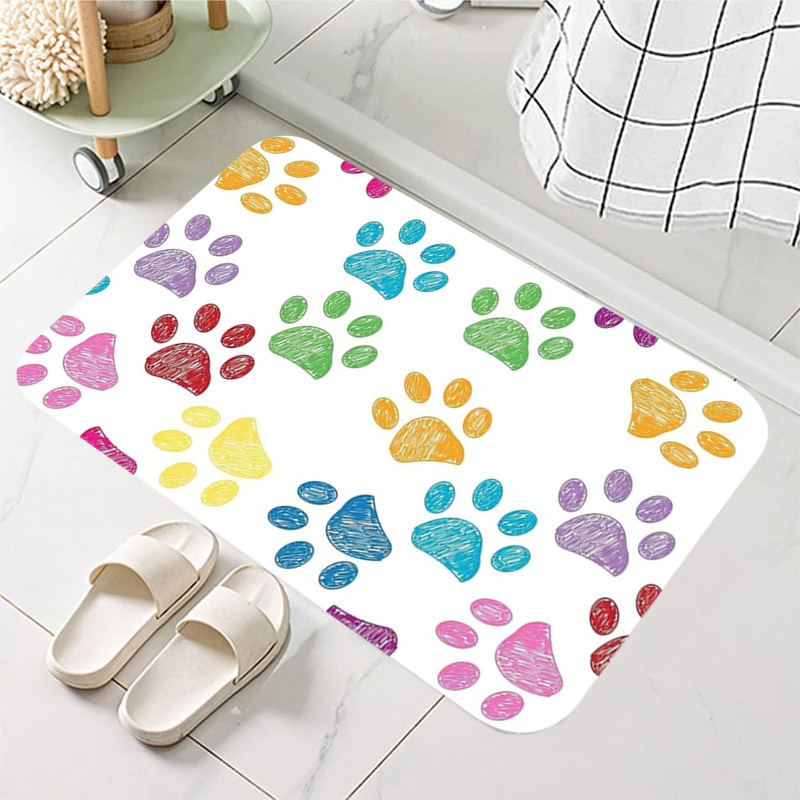 Graffiti Paw Print Area Rug Non slip Bathroom Mat Carpet - Temu