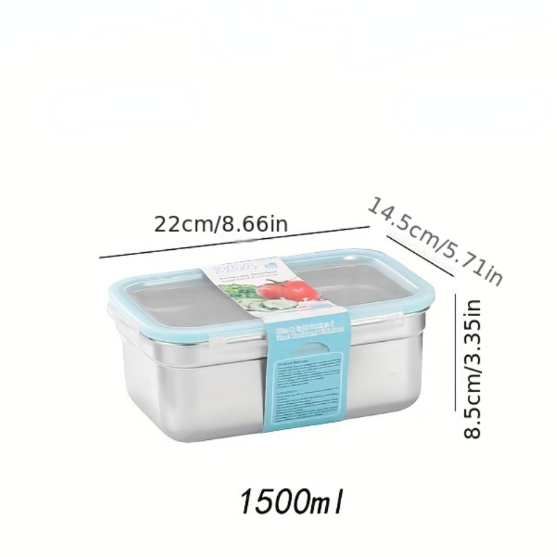 1pc Square Stainless Steel 304 Food Storage Container With Lid For