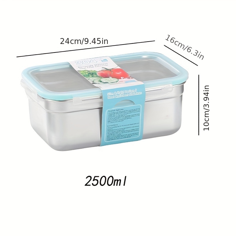  304 Stainless Steel Square Food Storage Container with