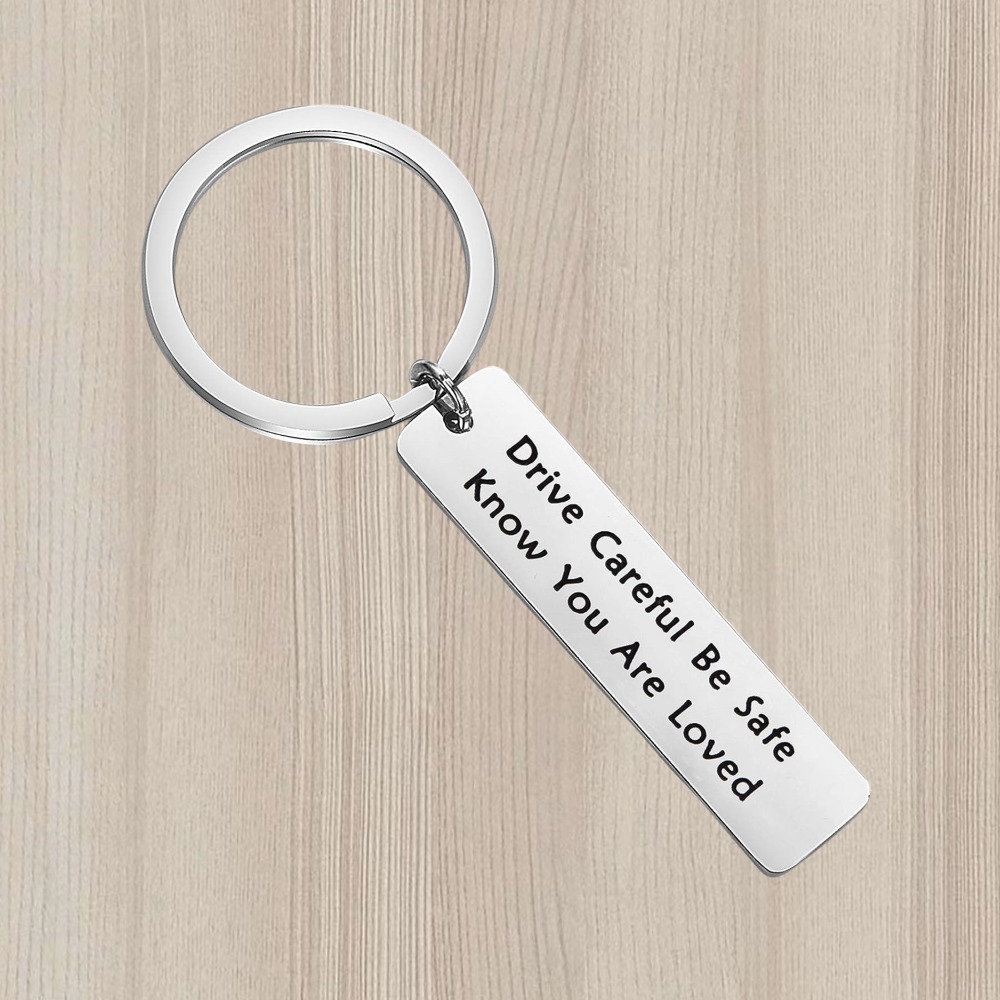 LIBOOI Drive Safe Keychain, Have Fun Be Safe Make Good Choices Stainless Steel Keychain Christmas Birthday Gifts