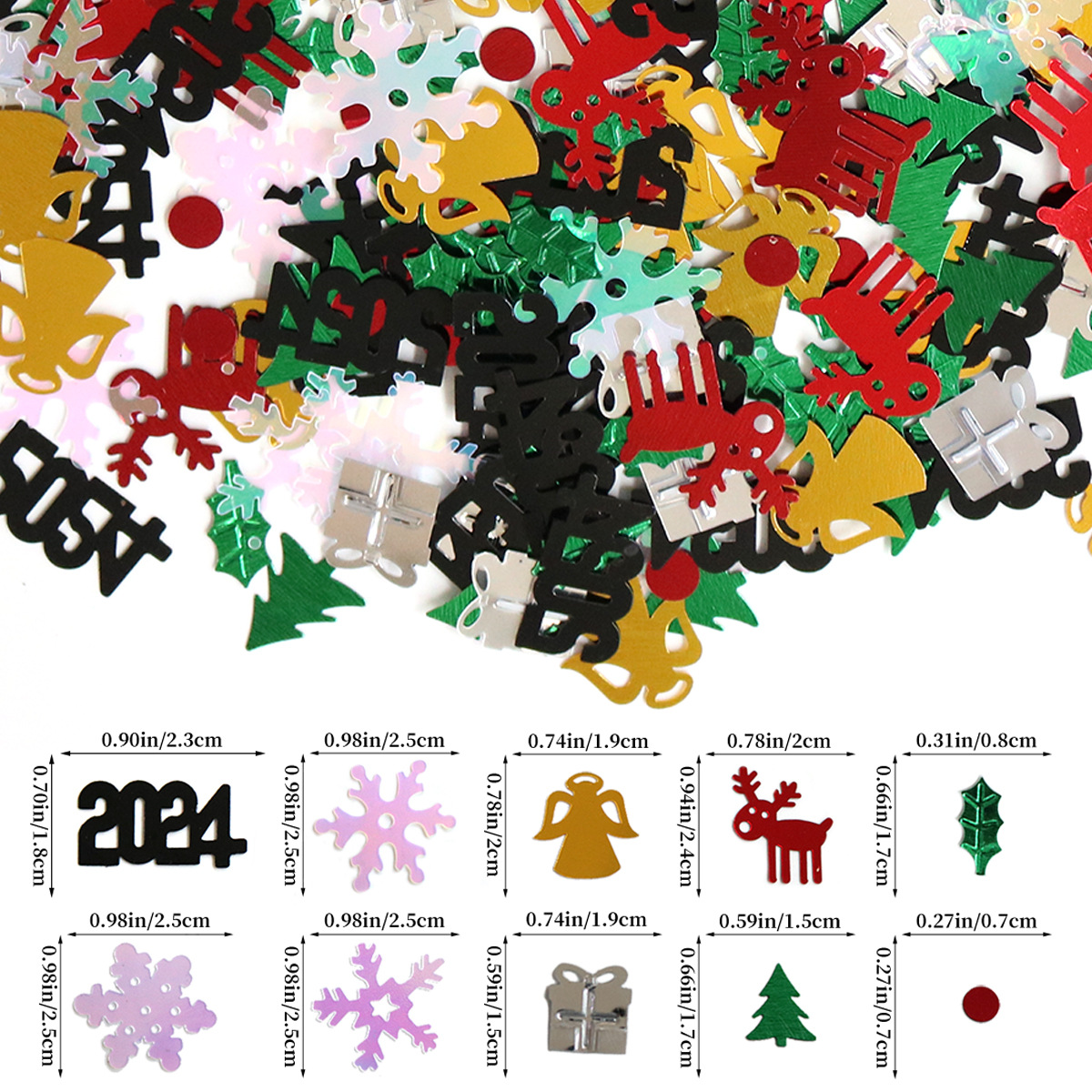 1 Paquet De Confettis De Décoration De Table Pailleté Doré 2024, Décoration  De Fête De Noël Du Nouvel An, Décoration De Confettis De Joyeux Noël / De  La Veille Du Nouvel An