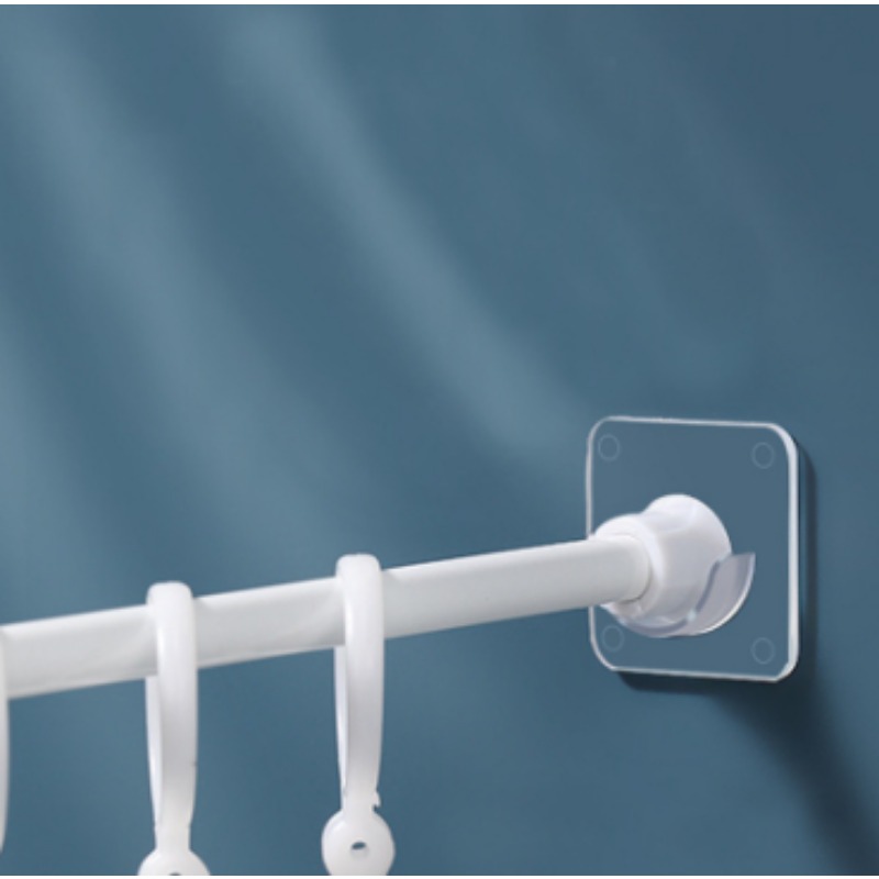 Self-Adhesive Curtain Rod Wall Hooks No Drill Bathroom Shower Curtain  Holders