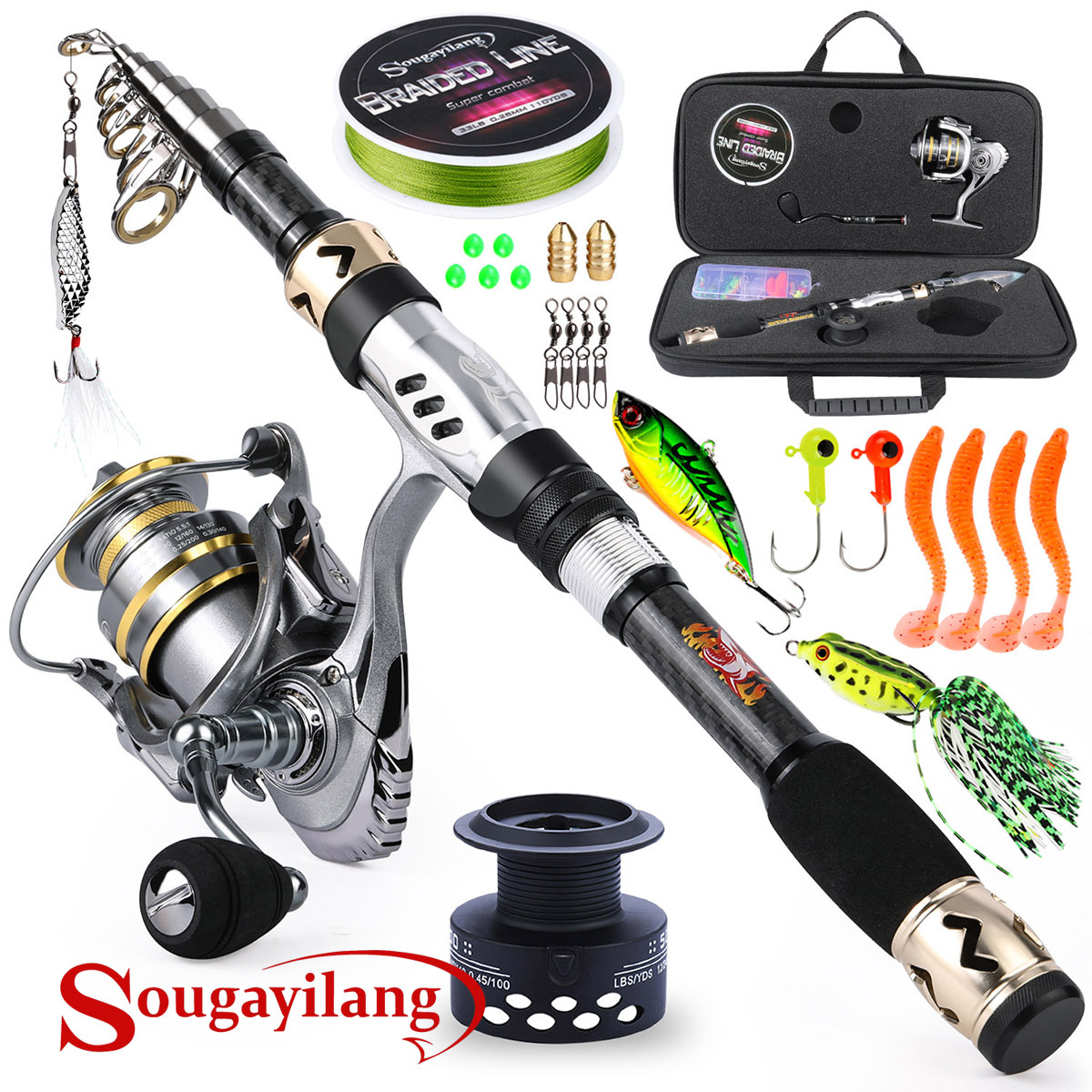 Sougayilang Portable Baitcasting Fishing Rod Reel Combo - Temu New