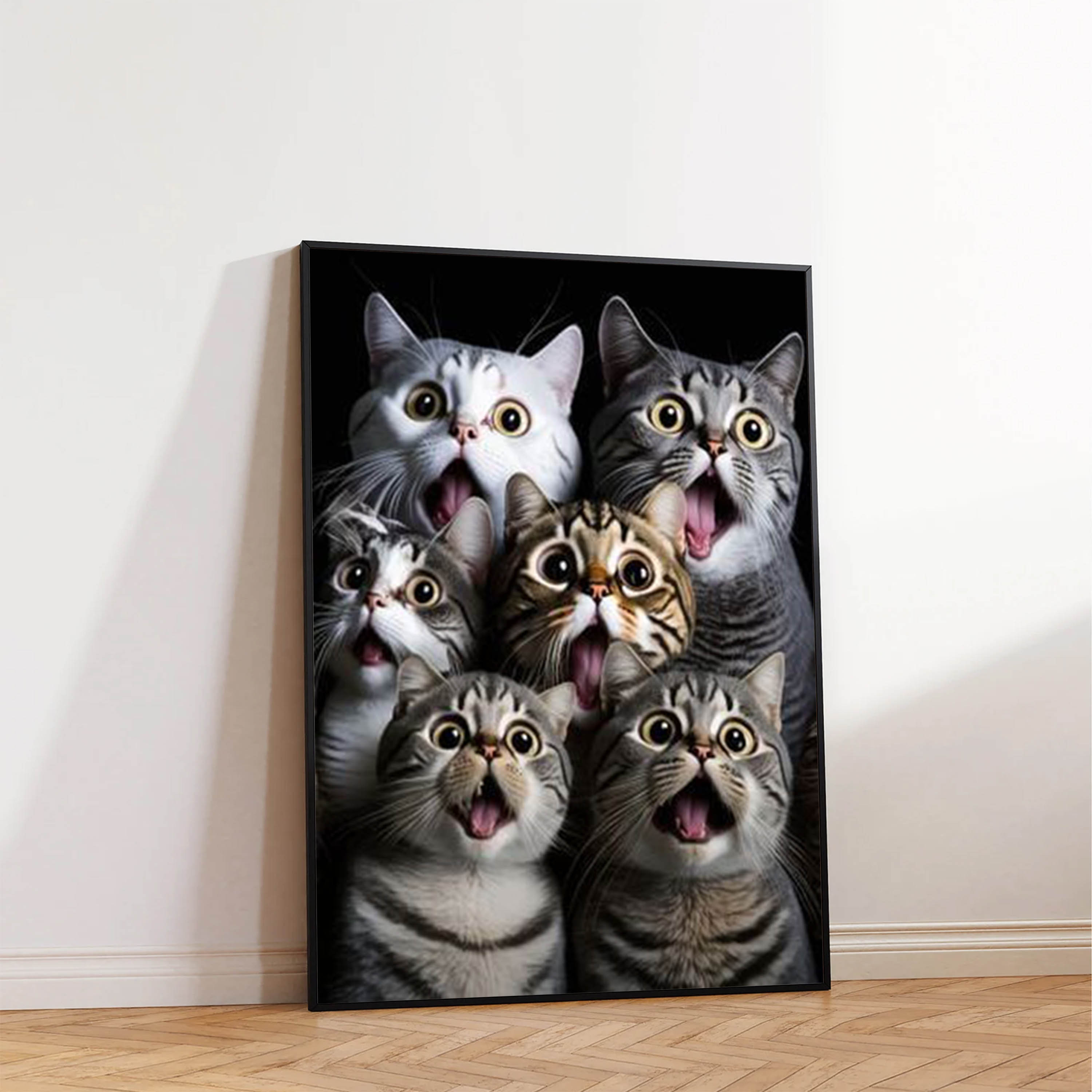 キャンバスポスター1枚 モダンアート 6匹の驚いた猫アートキャンバス