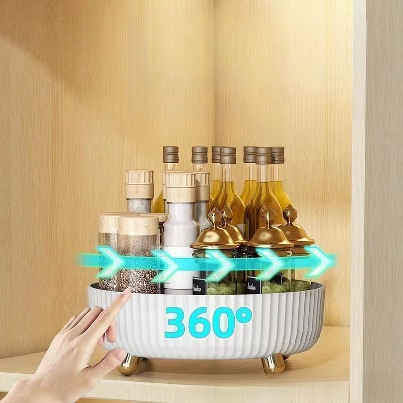 360° Rotating Storage Rack Multifunctional Seasoning Organizer Shelf  Oilproof No