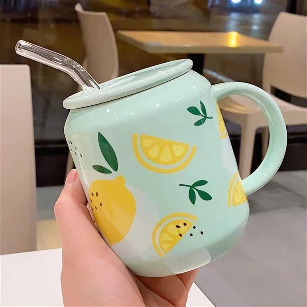 Tasse en céramique avec couvercle Belle tasse d'eau créative portable