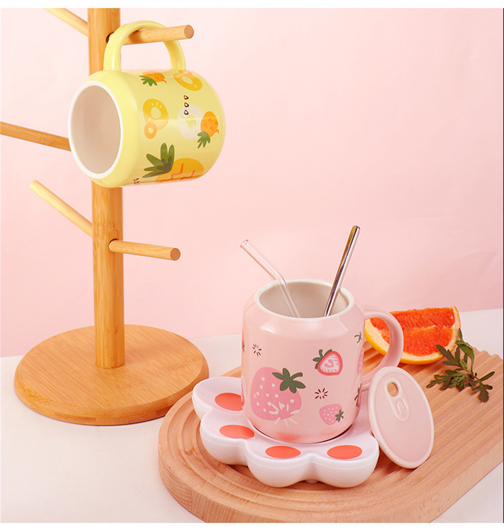 Cute Fruits Mug Creative Can Cartoon Ceramic Coffee Mug With - Temu