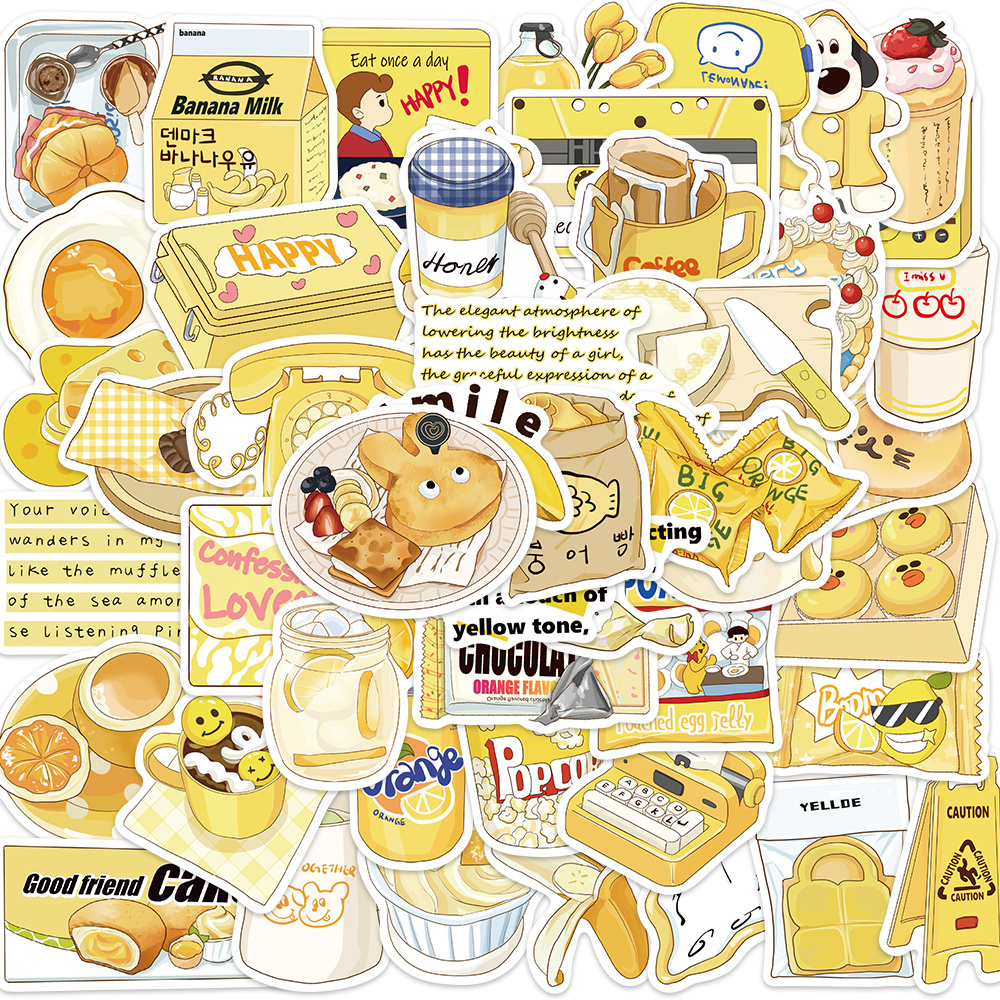 Yellow Cute Illustration Stickers Racing Helmet Decor Street - Temu