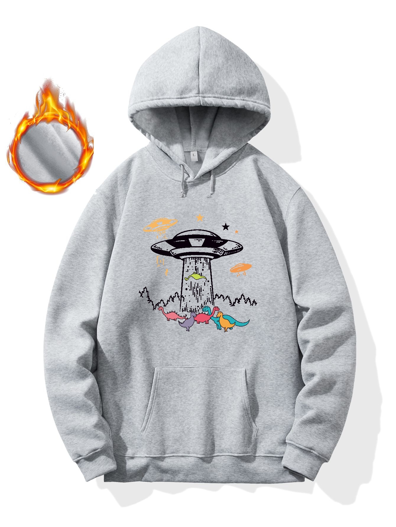 UFO & Alien Print Hoodie, Cool Hoodies For Men, Men's Casual Graphic Design  Pullover Hooded Sweatshirt With Kangaroo Pocket Streetwear For Winter Fall