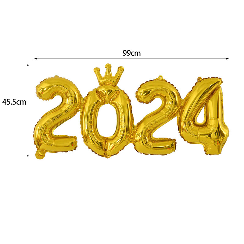 Bonne Année 2024 Ballons Dorés Réalistes De Fond Éléments