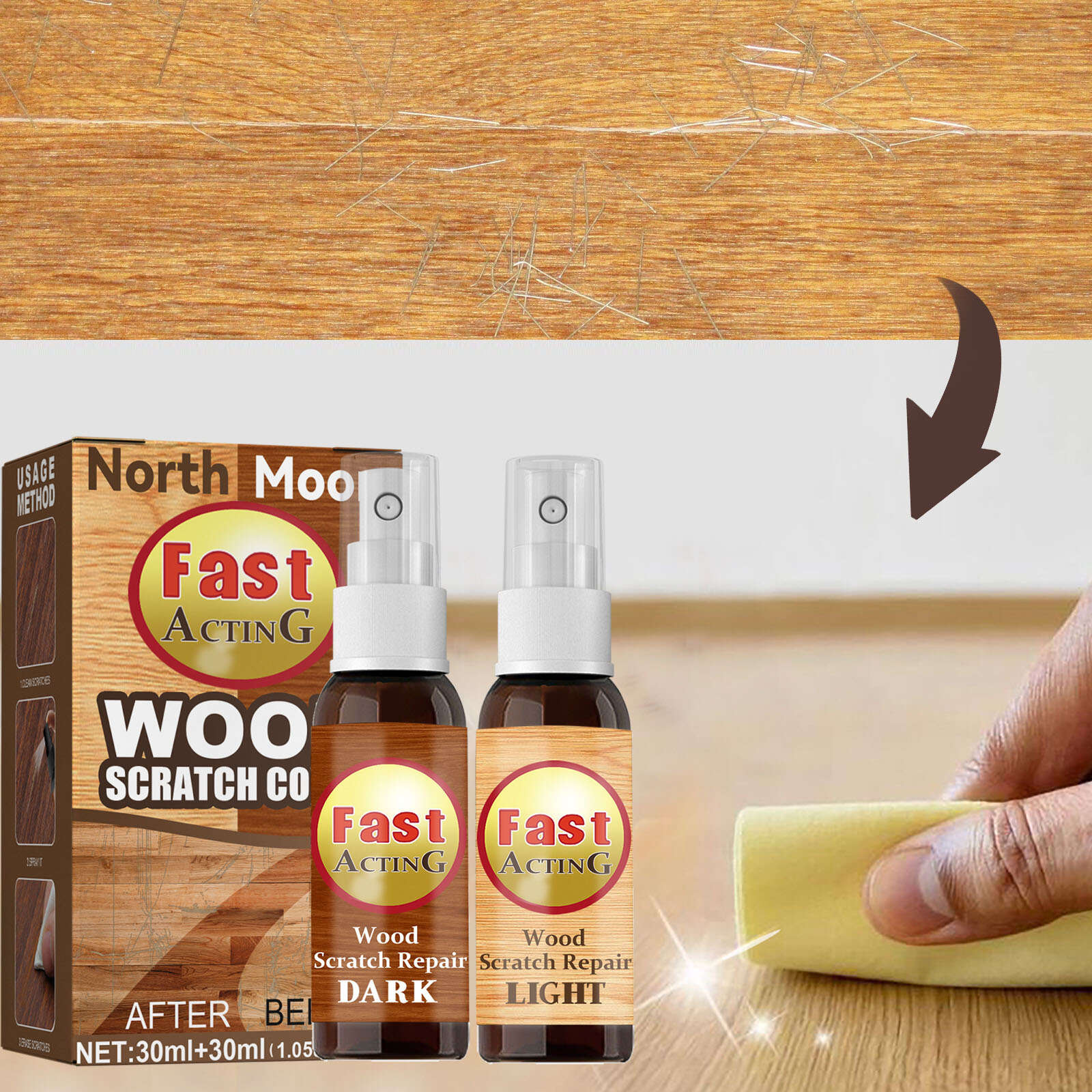 Floor Wood Repair Kit Furniture Paint Floor Complementary Color Spray  Repair Wood Scratch Remover Acting Floor Repair Spray