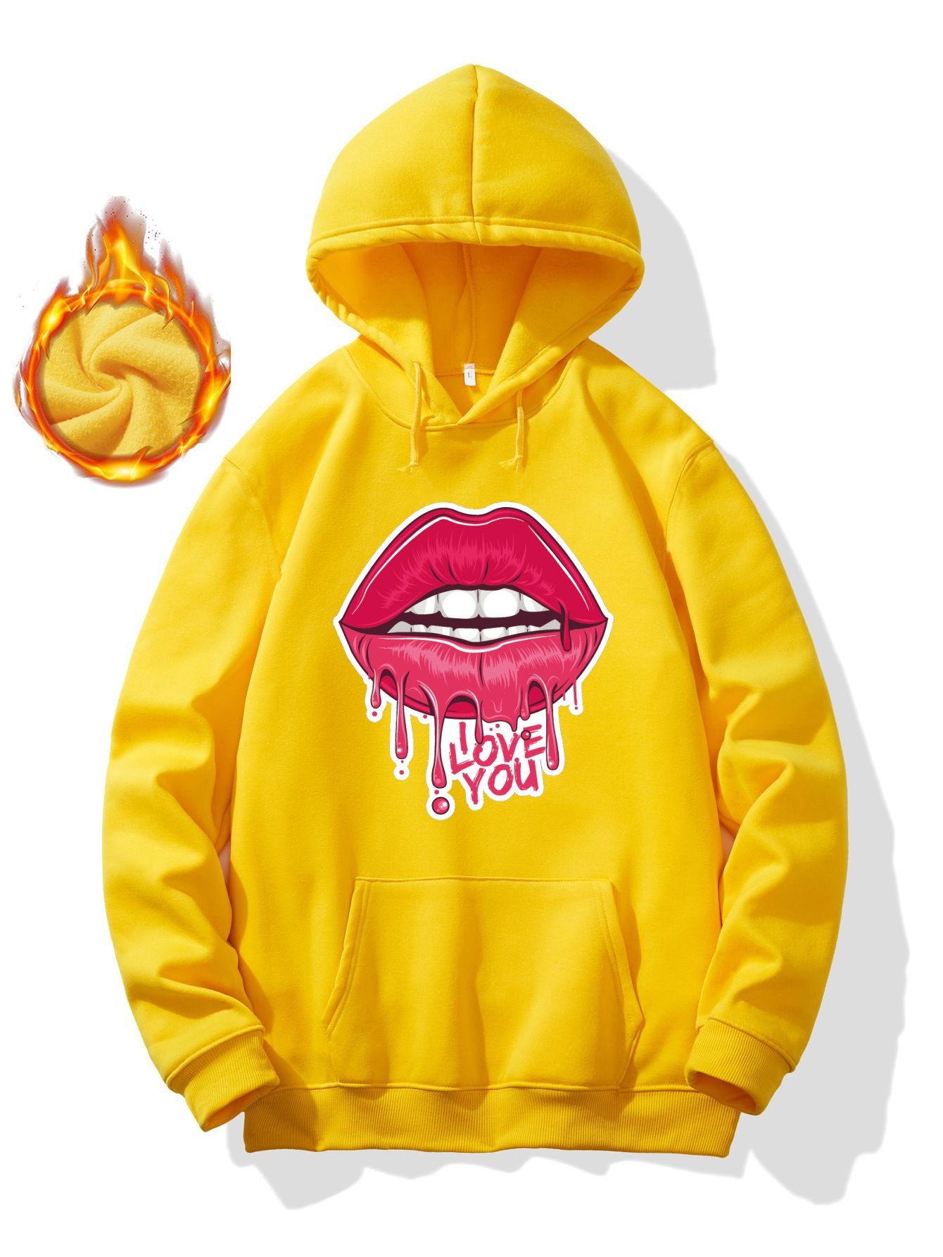 Sudadera Con Capucha Con Estampado De Labios Sexy Y Te Amo