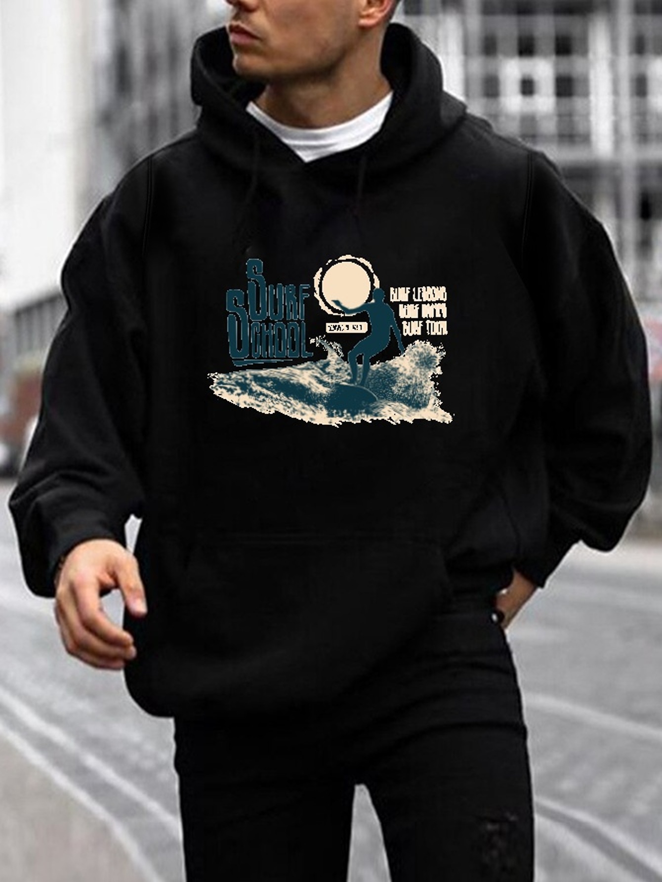 SURFING AWAYS IN California Mens Hoodies Pullover Print Hooded Jacket Long  Sleeve Sweatshirt Kangaroo Pocket Classic Loose : : Clothing