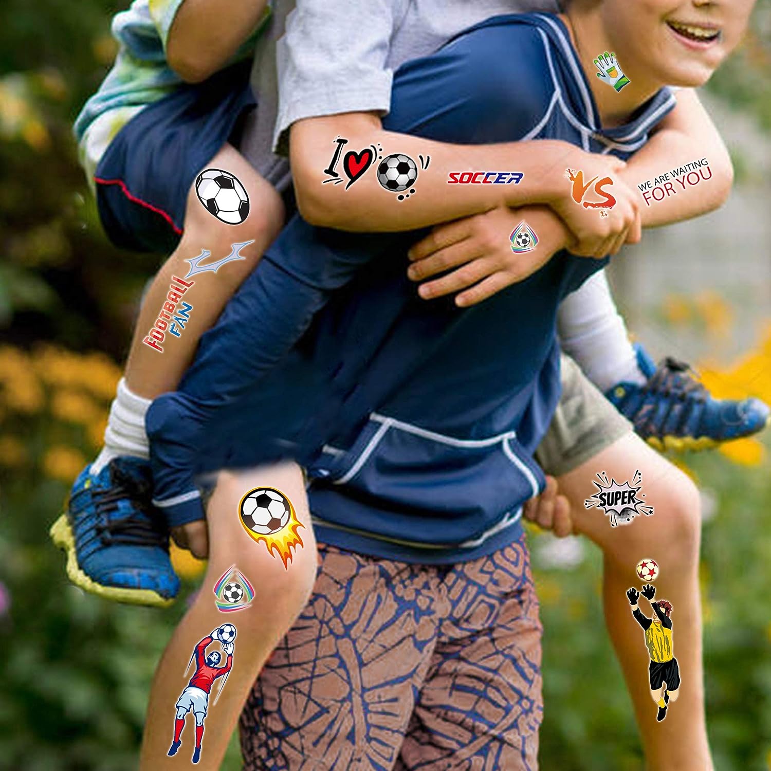18 Hojas Tatuajes Temporales Cara Fútbol ​​tatuajes Pelotas - Temu
