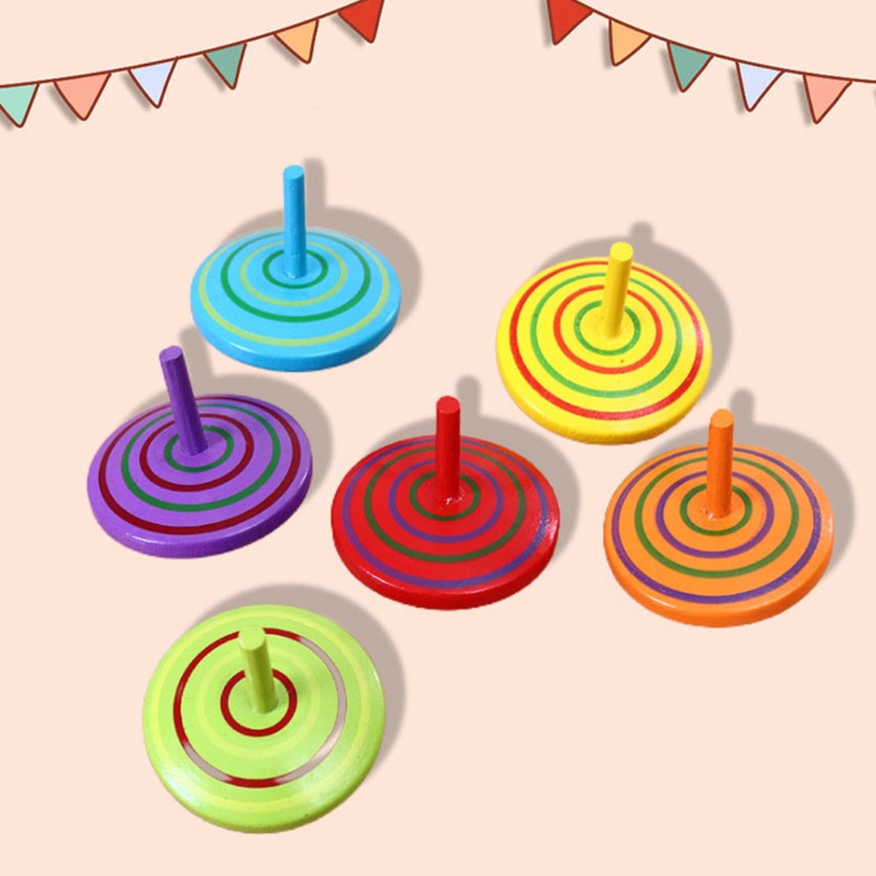Classic Wooden Spin Tops Colorful Spinning Toy Kids - Temu