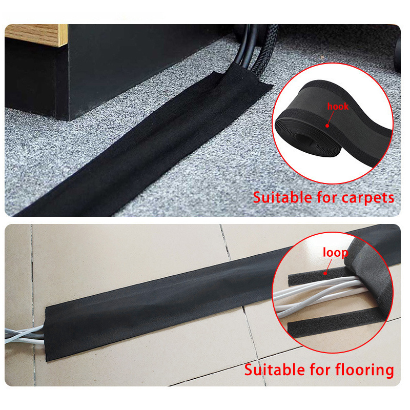 Cable Concealer On Carpet Floor Self-Adhesive Wire Covers