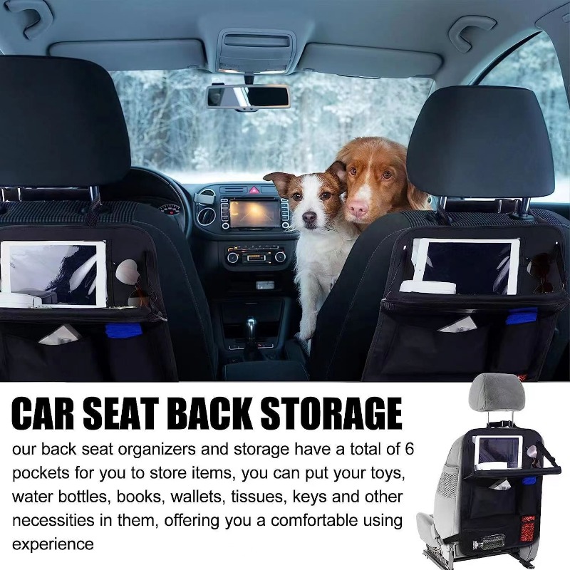 1pc Backseat Car Organizer With Foldable Table Tray, Car Seat Organizer  With Tablet Holder, Durable Waterproof Oxford Fabric Kick Mat