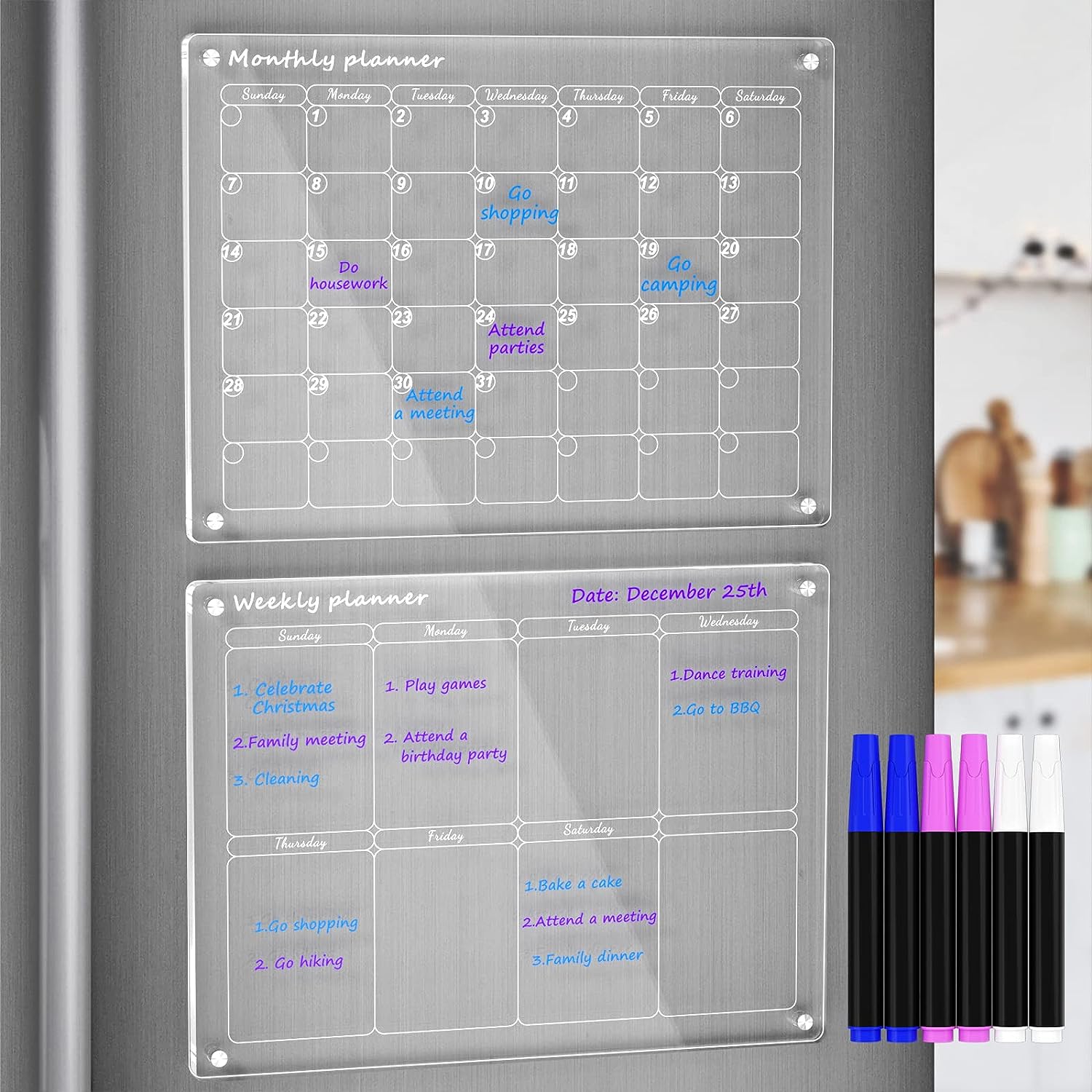 Magnetic Acrylic Calendar For Fridge Clear Dry Erase - Temu