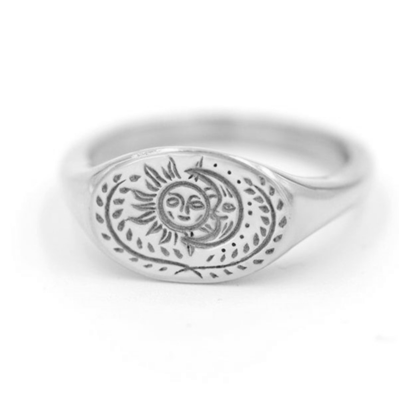 Sun and moon signet on sale ring