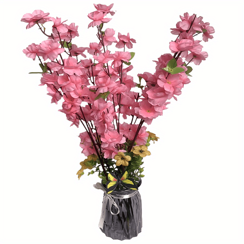 3pcs,Artificial Cherry Blossom Flower Branches ,24.8inch Silk Spring Peach  Blossom Bouquet Fake Flower Stems Arrangement For Wedding Home DIY  Decoration,The Perfect Spring Decoration, Suitable For Indoor And Outdoor  Decoration Of Wedding Gardens