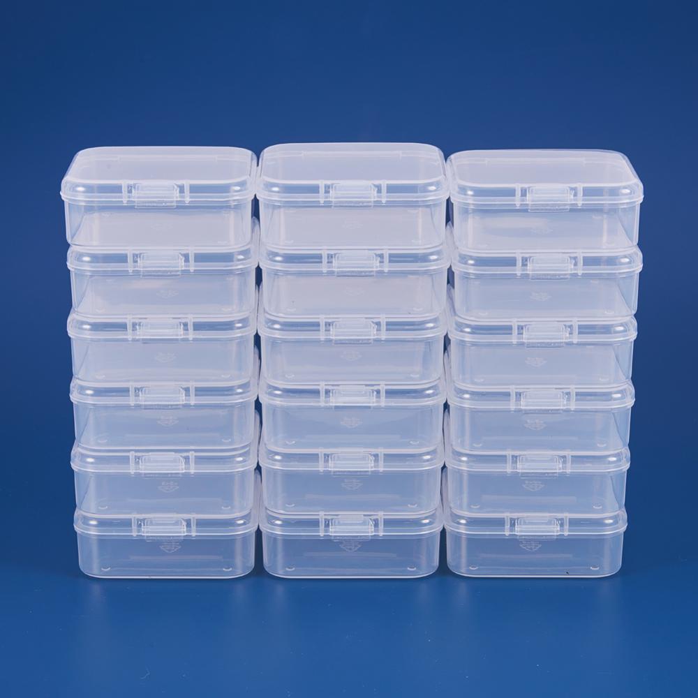 1 Box / 12 Stück, quadratisch, mattiert, durchsichtig, Kunststoff, Perlen,  Aufbewahrungsbehälter, Box mit Deckel, für kleine Gegenstände, Pillen