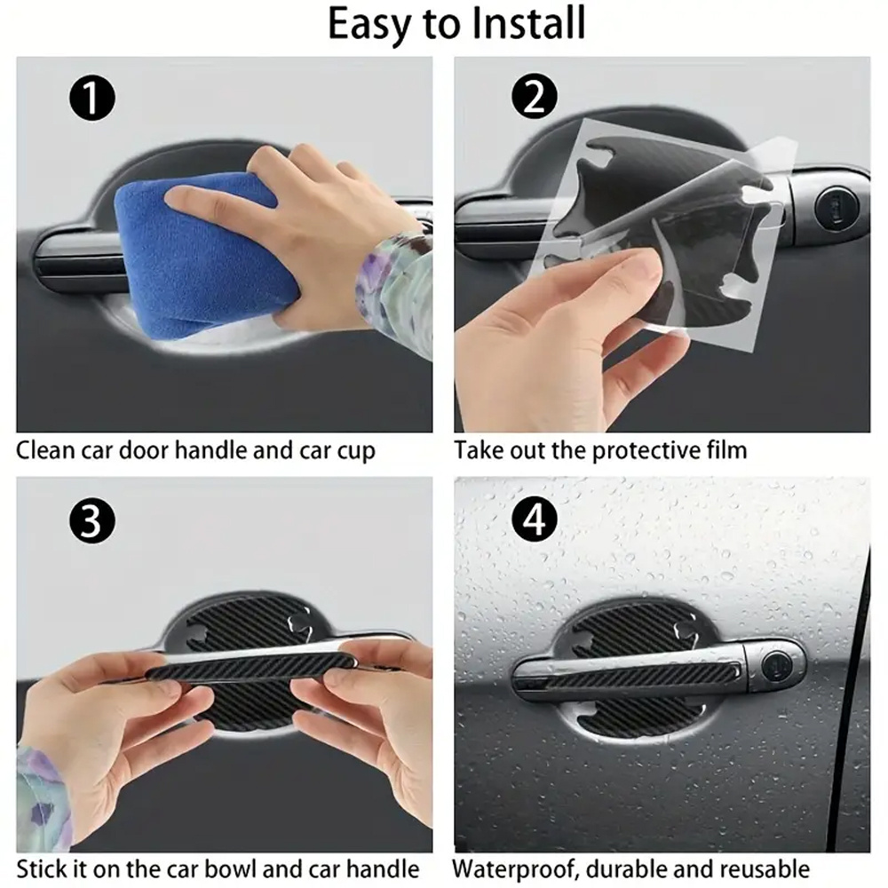 Car Door Handle Protector Carbon Brazed Anti scratch Door - Temu