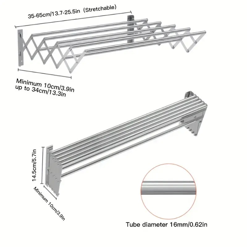 Stainless Steel Towel Bar, Shower Towel Rack For Bathroom, Retractable  Clothes Drying Rack, Wall Mounted Towel Holder, Space Saving Dryer Rack For  Balcony & Apartment Organization, Bathroom Accessories - Temu