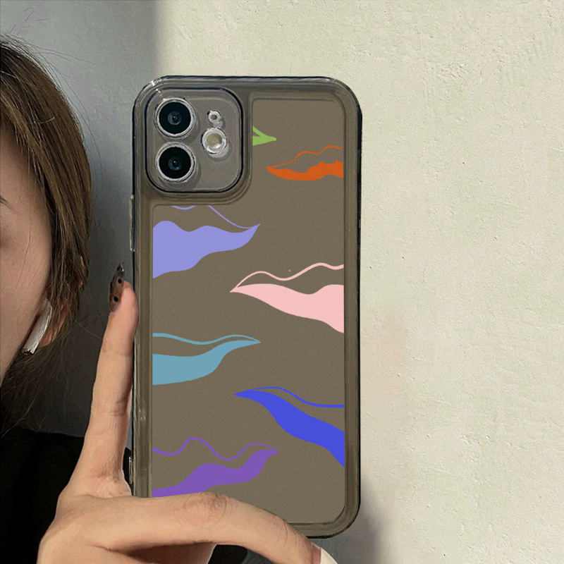 Capa de telefone transparente colorida para iPhone 14 13 12 11 Pro Max XR  XS X