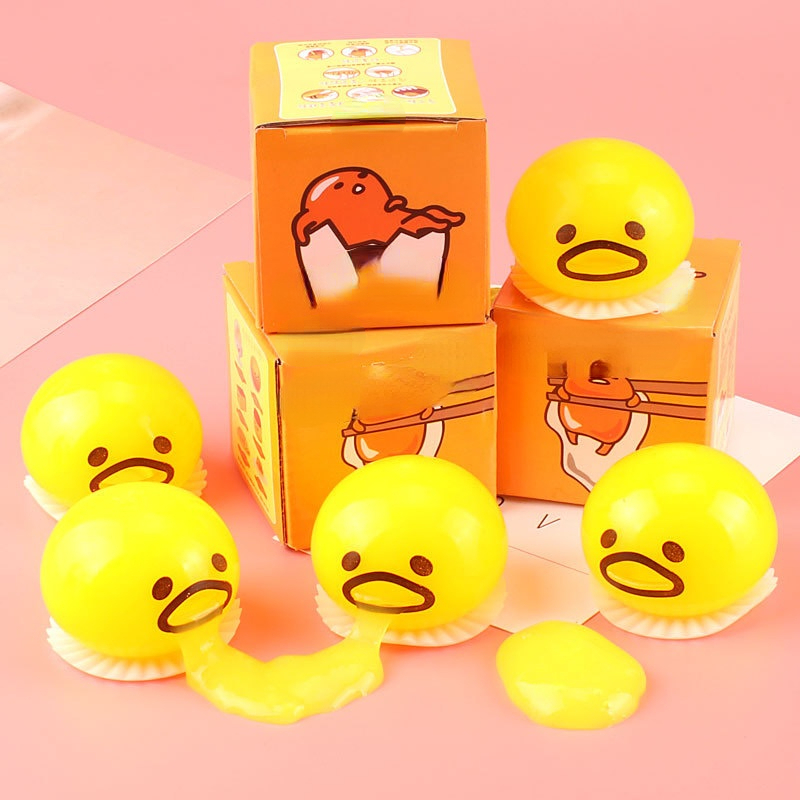 Squishy Puking Egg Yolk Stress Ball With Yellow Goop Joke Ball Squeeze toy  new