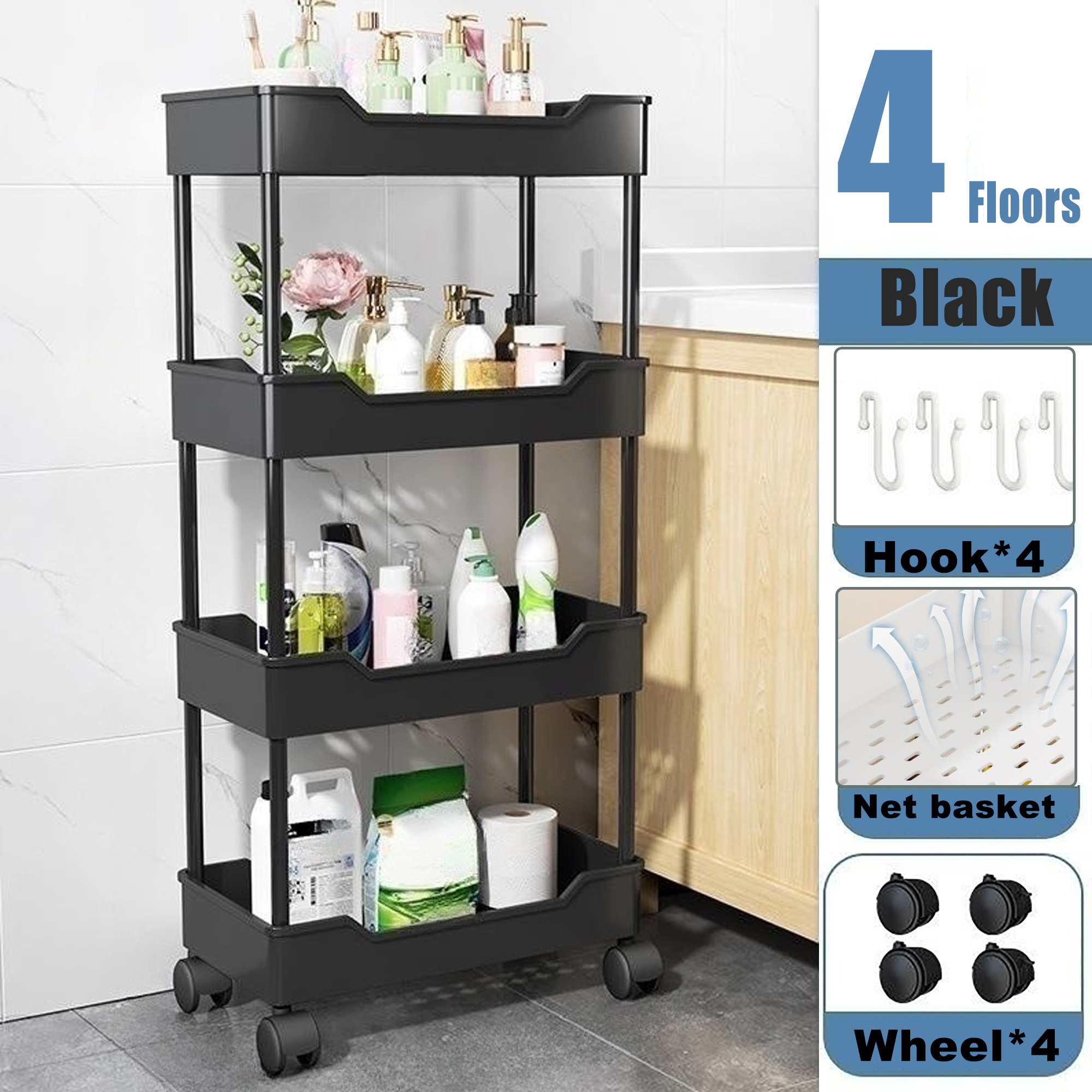 Household Kitchen Shelf Small Stroller Storage Rack Floor - Temu